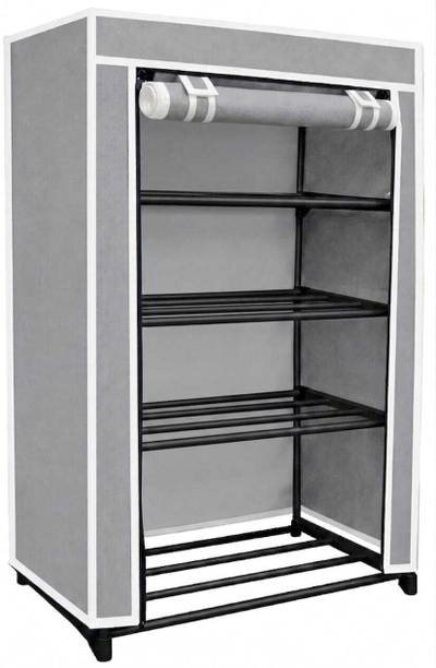 FAROX Grey Shoe Rack with Cover – 4-Tier Storage Organizer for Shoes, Sneakers Metal Shoe Stand