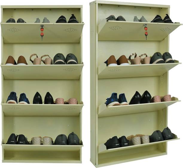 Aavatar 4 Door Ivory 26 Inch Wall Mounted Modern Shoerack Metal Shoe Rack