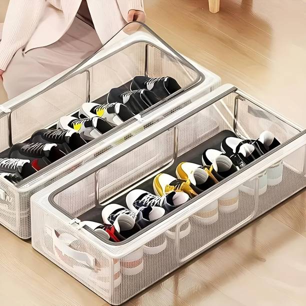PARATE Shoe Storage Box Clear Plastic Stackable Shoe Organizer Containers with Lids Plastic Shoe Rack