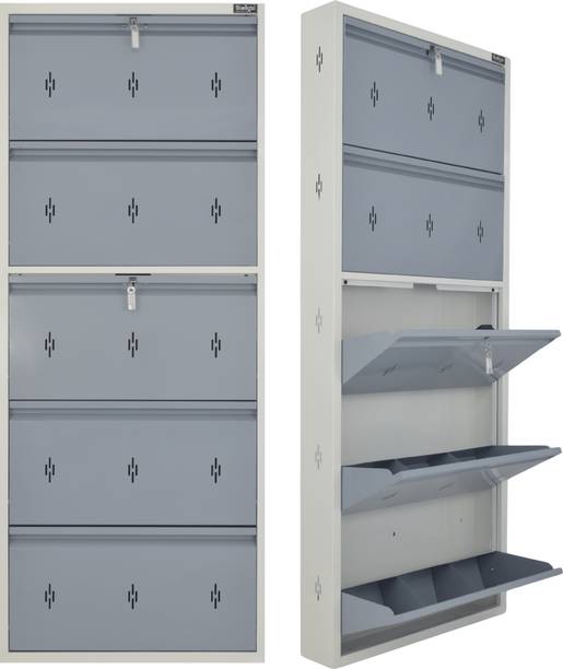 Stellozi 30 Inch Wide | Size 12 Shoes Compatible | Shoe Rack With 5 Doors | Wall Mount Metal Shoe Rack