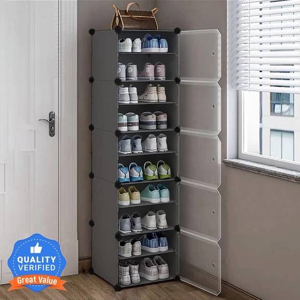 Sasimo 5 Door 10 Shelf Plastic Metal Plastic Collapsible Shoe Stand