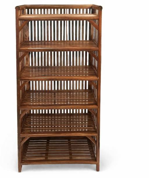 Naturify 6 Tier Wooden Shoe Rack | Multipurpose Storage Organizer Shelf Bamboo, Cane, Engineered Wood, Solid Wood Shoe Rack