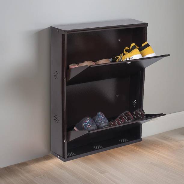Jaimini Wall Mounted Metal Shoe Rack | 2 Shelf Organizer, 19 Inch Wide Metal Shoe Rack