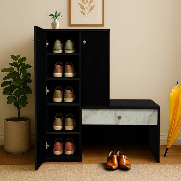 KIK Sitara Shoe Cabinet with Door & Drawer, Storage Box, 6 Shelf Footwear Rack, Engineered Wood Shoe Rack