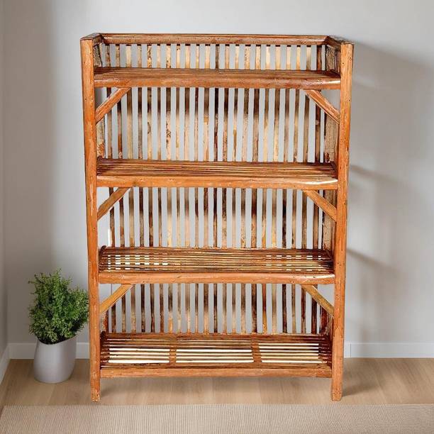 Treehouse VictoryShoe Rack,Multi-Purpose Rack Stand Shelf & Newspaper Storage ShelfforHome Cane Collapsible Shoe Stand