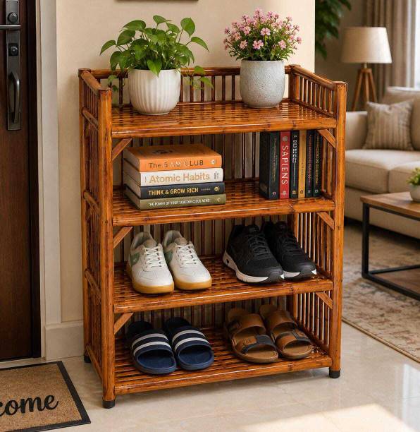 Alvriq ALVRIQ 4 Tier Bamboo Shoe Rack Bamboo Shoe Rack