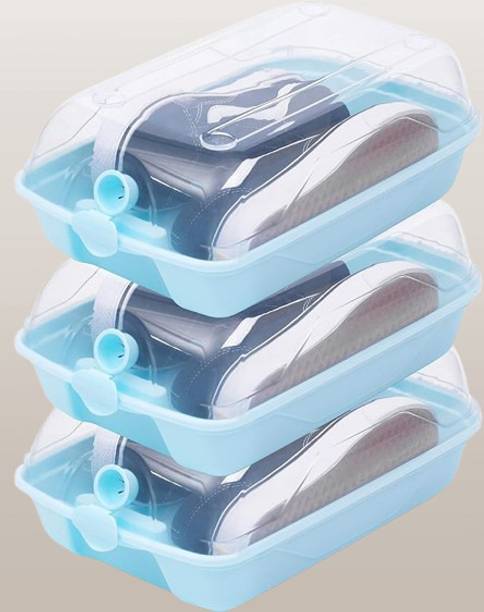 Sorath Stackable Shoe Storage Box with Clear Flip Lid – Foldable Dustproof Plastic Plastic Shoe Rack