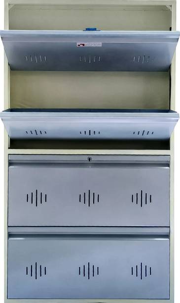 Nakshatra Technology 4 Door Steel Shoe Storage Organizer with Dual Lock | Wall Mounted | Rust Free Metal Shoe Rack