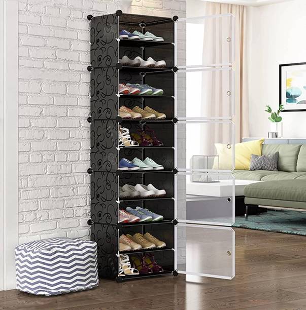 Coroid 10-Layer Shoe Rack Multipurpose Storage for Home Bedroom Living Room Waterproof Plastic, Metal Collapsible Shoe Stand