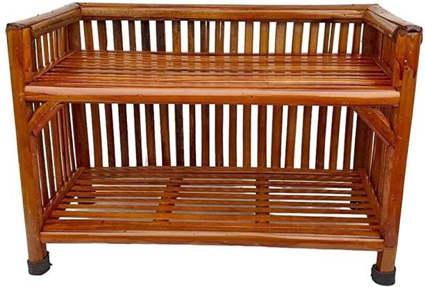 RAINBOW Wooden, Cane Book Shelf Utility, planter Shoe stand for Home Kitchen ,Office Engineered Wood Semi-Open Book Shelf