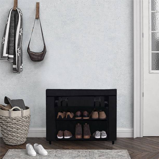 KOnline L_2L_BLACK Metal Shoe Rack