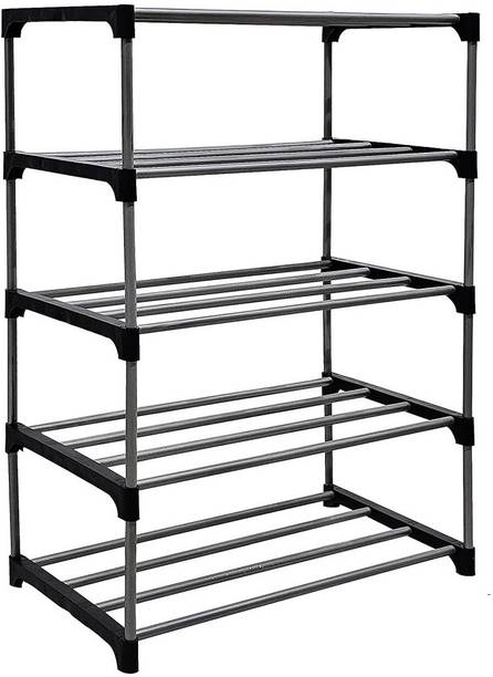 EXPOSURE COLLAPSIBLE OPEN METAL PIPES SHELF SHOE SHOE RACK 5 LAYER Metal Collapsible Shoe Stand