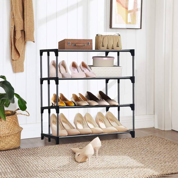 Philoshop Space-Saving 4-Tier Metal Open Shoe Rack Metal Collapsible Shoe Stand