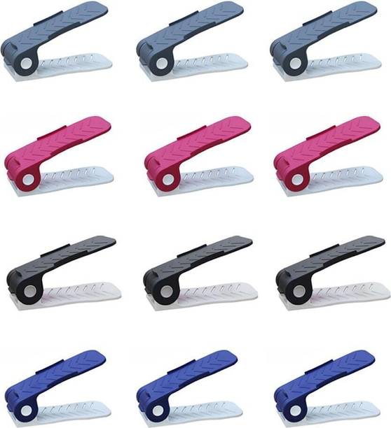 Dassio Shoe Organizer Space Saver Double Deck, Rack For All Footwear Adjustable Height Plastic Collapsible Shoe Stand