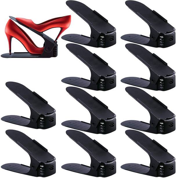 ASOMA Pack of 10 Adjustable Shoe Rack Stacker Organizer, Double Layer Space Saving Plastic Shoe Rack