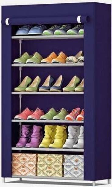 Rudra 6 Layer Multi Utility Collapsible Shoe Rack With Cover Metal Collapsible Shoe Stand
