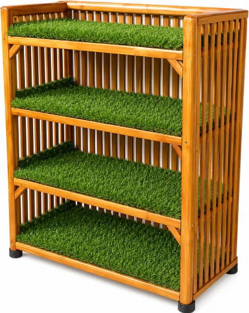 Areeb Ali Traders 4 Tier Multipurpose Storage Rack for Kitchen Bathroom Home Organiser Shelf Bamboo Collapsible Shoe Stand