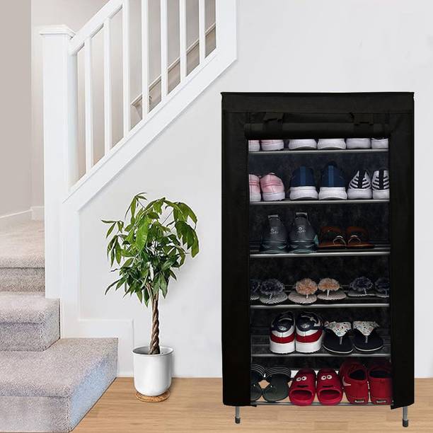 GlowSilk 6 Tier Collapsible Metal Shoe Rack Carbon Steel Collapsible Wardrobe