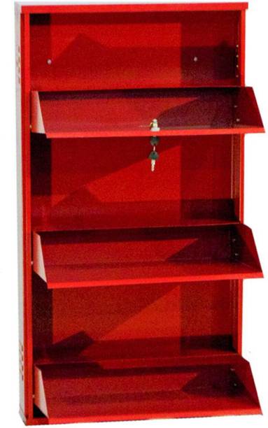 Delite Kom 20 Inch Wide, 3 Shelf | Store 7-8 Shoe/12 Slipper | Lockable, Wall Mount Metal Shoe Rack