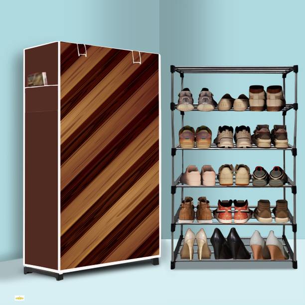 RUSHIL WERE 5 Tier Foldable Shoe Rack – Space Saver, Universal for Entry, Bedroom & Balcony Metal, Plastic Shoe Stand