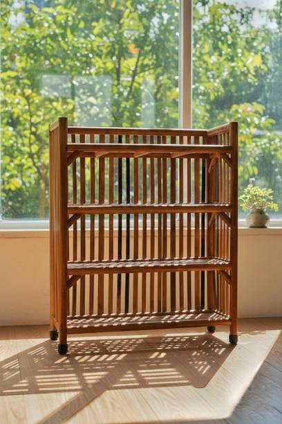 orvia 4 Tier Bamboo Display Shelf Shoe Rack for Living Room Bedroom Home Storage Bamboo Shoe Rack