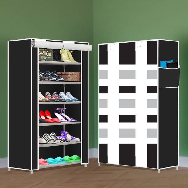 MEZIRE Collapsible Shoe Rack – Plastic 6 Tier Foldable Organizer for Home & Entry Use Plastic Collapsible Shoe Stand