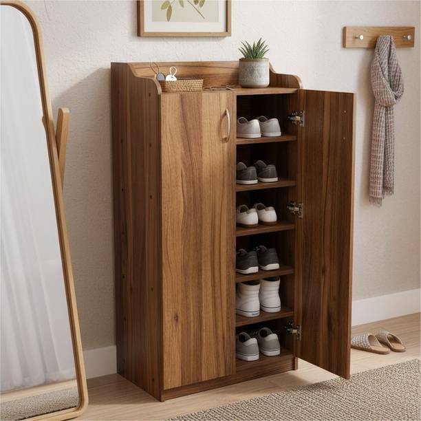 KIK Shoe Cabinet with Door, Storage Box, 6 Shelf Footwear Rack, Engineered Wood Shoe Rack