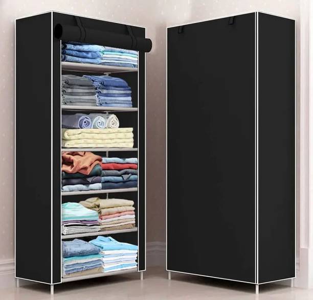 THE AISHCARE 6 Tire Foldable Collapsible Wardrobe Storage Organizer Almirah Cloth &Shoes Rack PP Collapsible Wardrobe