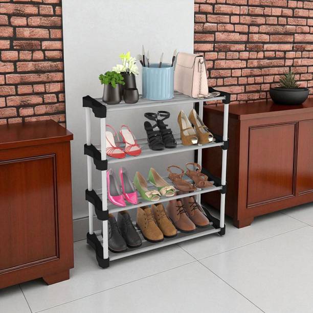 hph craftt Collapsible 4-Tier Plastic Shoe Rack - Foldable Stand for RV, Dorm, & Travel Plastic Shoe Rack