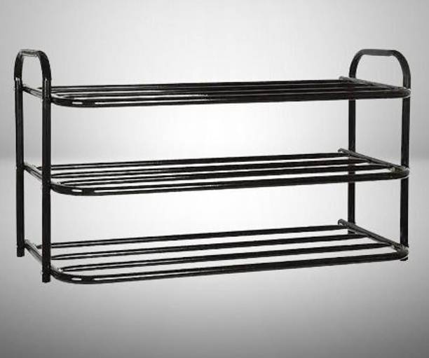 VITALFORCE 3 Shelves Multipurpose Shoe Rack Metal Collapsible Shoe Stand