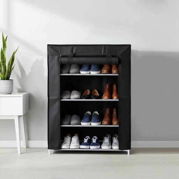 ASDH 4 Layer Collapsible Shoe Rack Stand for Home, Multipurpose Storage Organizer Plastic Collapsible Shoe Stand