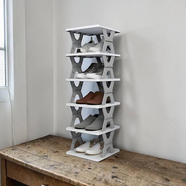 SATEnterprise Foldable 5 Layer Shoe Rack | Space Saving Shoe Organizer Plastic Collapsible Shoe Stand