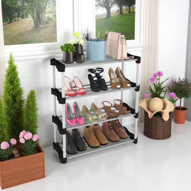 hph craftt Plastic 4-Tier Shoe Rack, Stackable for Home & Entryway - 20 Pairs, Easy Setup Plastic Shoe Rack