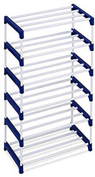 BRANTOX Shoe Rack Stand Plastic Blue 6 Step Plastic Collapsible Shoe Stand