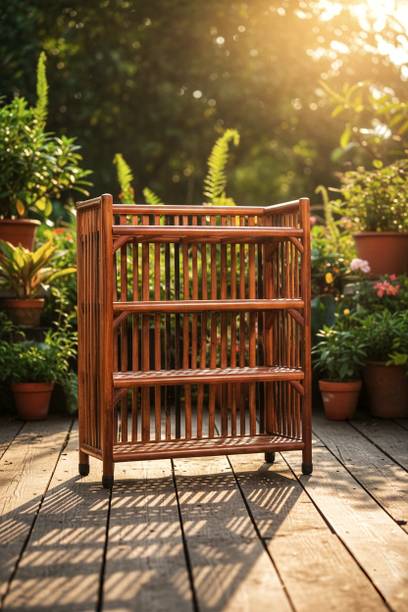 orvia 4 Tier Bamboo Plant Stand Rack for Garden Balcony Patio Home Decor Shelf Bamboo Collapsible Shoe Stand