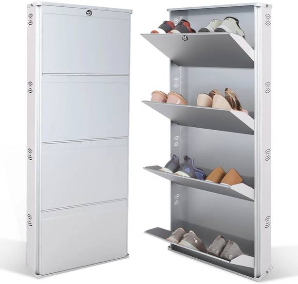 Jaimini Space-Saving 19 Inches Wide Wall-Mountable with Lock & Key for Home and Outdoor Metal Shoe Rack