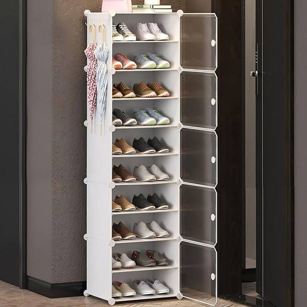 Owme 10-Tier Plastic Shoe Rack with Dustproof Doors – Modular Shoe Cabinet Plastic Shoe Stand
