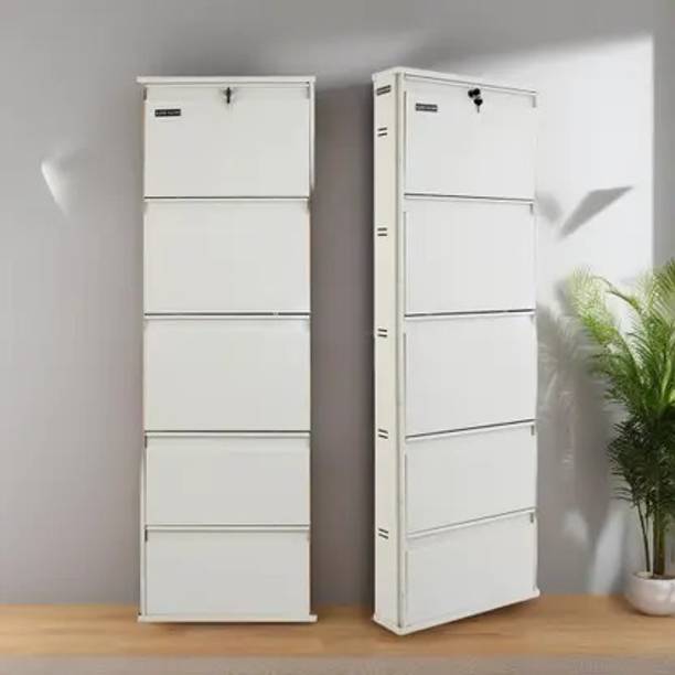 Sleek Silver Alliance Sleek Space Saving Shoe Organiser with 12-15 Pairs Capacity Metal Shoe Rack