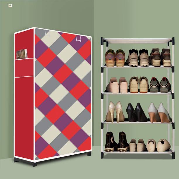 BRANTOX 4 Tier Foldable Shoe Rack – Space Saver, Universal for Entry, Bedroom & Balcony Plastic Shoe Stand