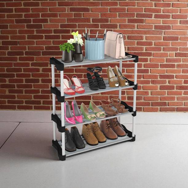 hph craftt Slim 4-Tier Freestanding Plastic Shoe Organizer - Perfect for Narrow Hallways Plastic Shoe Rack