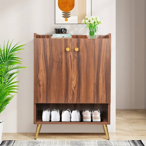 Urbanspace Space-Saving Wooden Shoe Rack with Raised Legs | Ideal for Easy Maintenance Engineered Wood Shoe Rack