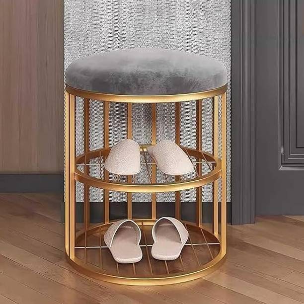 Giftoshopee Shoe Rack and Bench with Padded Seat, Metal Shoe Rack