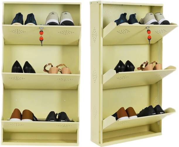 Aavatar 3 Door Ivory 21 Inch Wall Mounted Modern Shoerack Metal Shoe Rack