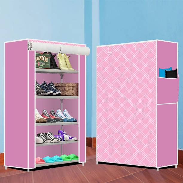 MEZIRE Collapsible Shoe Rack – Metal 5 Tier Foldable Organizer for Home & Entry Use Metal Collapsible Shoe Stand