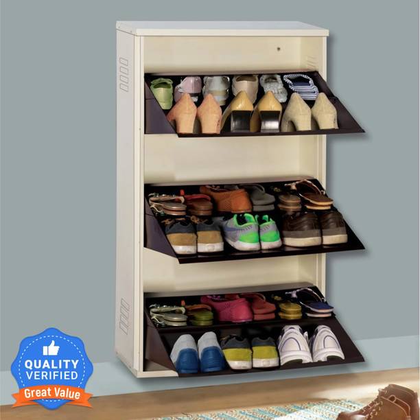 Delite Kom 24 Inch Wide, 6 Shelf | Double Decker | Store 18 Shoe/30 Slipper | Wall Mount Metal Shoe Rack