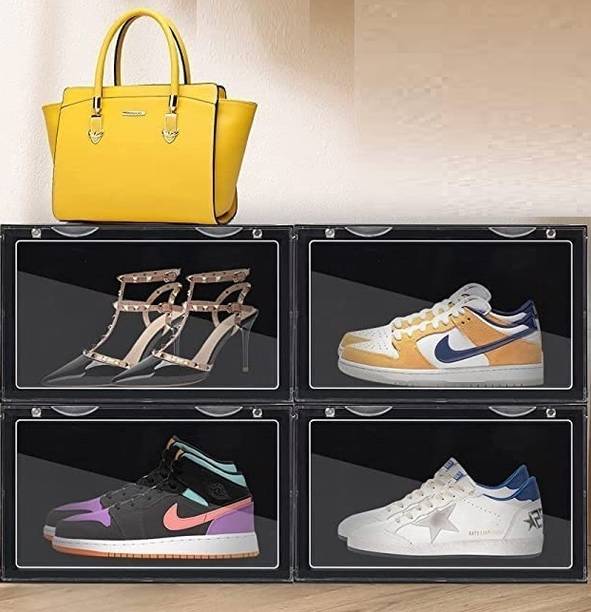 KriShyam ® Shoe Boxes Stackable Organizer,Front Open Sneaker Display Containers Bins Plastic Shoe Rack
