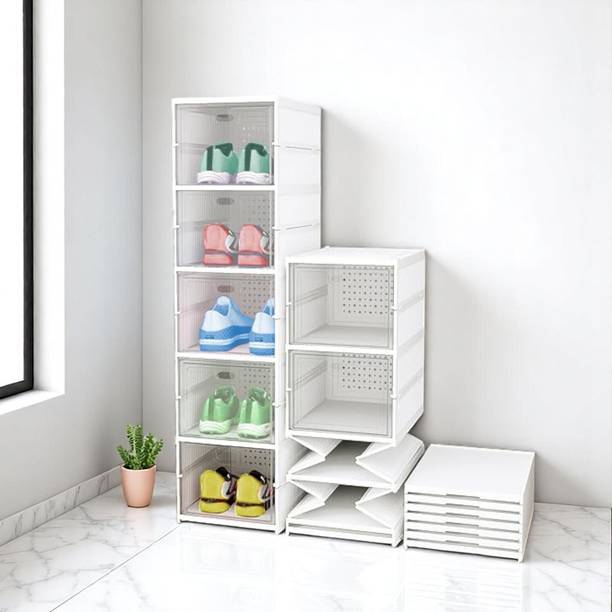 Homeness 5 Layer Foldable Shoe Organizer Storage Box/ Collapsible Shoe Rack/ Foldable Plastic Collapsible Shoe Stand