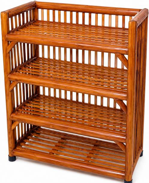 Areeb Ali Traders 4 Tier Multipurpose Storage Rack for Kitchen Bathroom Home Organiser Shelf Bamboo Collapsible Shoe Stand