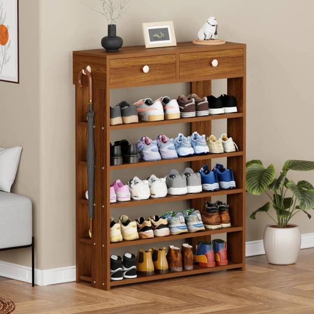 lukzer SR-001 OAK BROWN Engineered Wood Shoe Rack