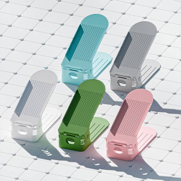 ZHENAURA Adjustable Shoe Slots Organizer, Shoe Storage Rack Space Saver Rack Shoe Rack Plastic Shoe Stand